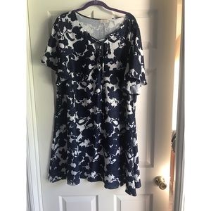 White and blue floral dress